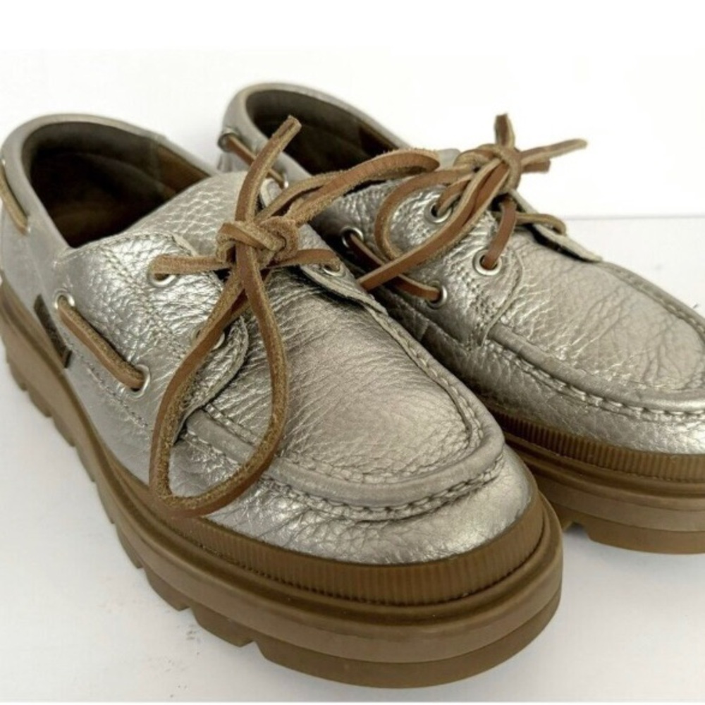 Timberland Greenside Ray City Womens Platform Silver Boat Shoes A2MDK Sz 7